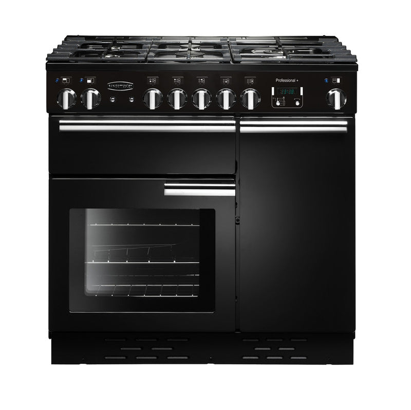 Rangemaster PROP90DFFGB/C professional plus 90cm Dual Fuel Range Cooker Black with Chrome
