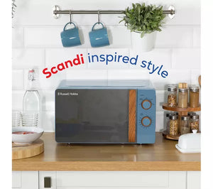 Russell Hobbs RHMM713BL 17 Litre Single Manual Microwave Scandi Blue - DB Domestic Appliances