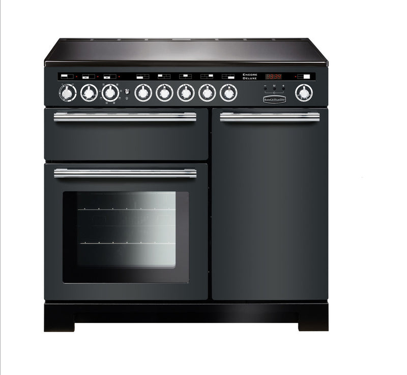 Rangemaster Encore Deluxe 100cm Induction Range Cooker Slate with Chrome