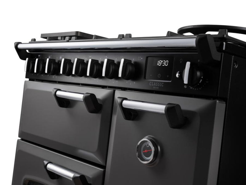 Rangemaster Classic Deluxe CLDL90DFPGBL/CM1 90cm Dual Fuel Gloss Black/Chrome