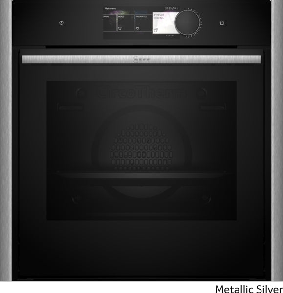 Neff B69CY7MY0 N90 Flex Design Pyrolytic Built In Single Oven Metallic Silver Trim + Twist Pad Flex®
