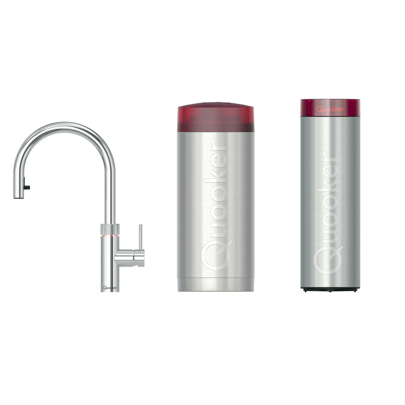 Quooker 3 in 1 Flex Polished Chrome PRO3 Boiling Water Tap + CUBE