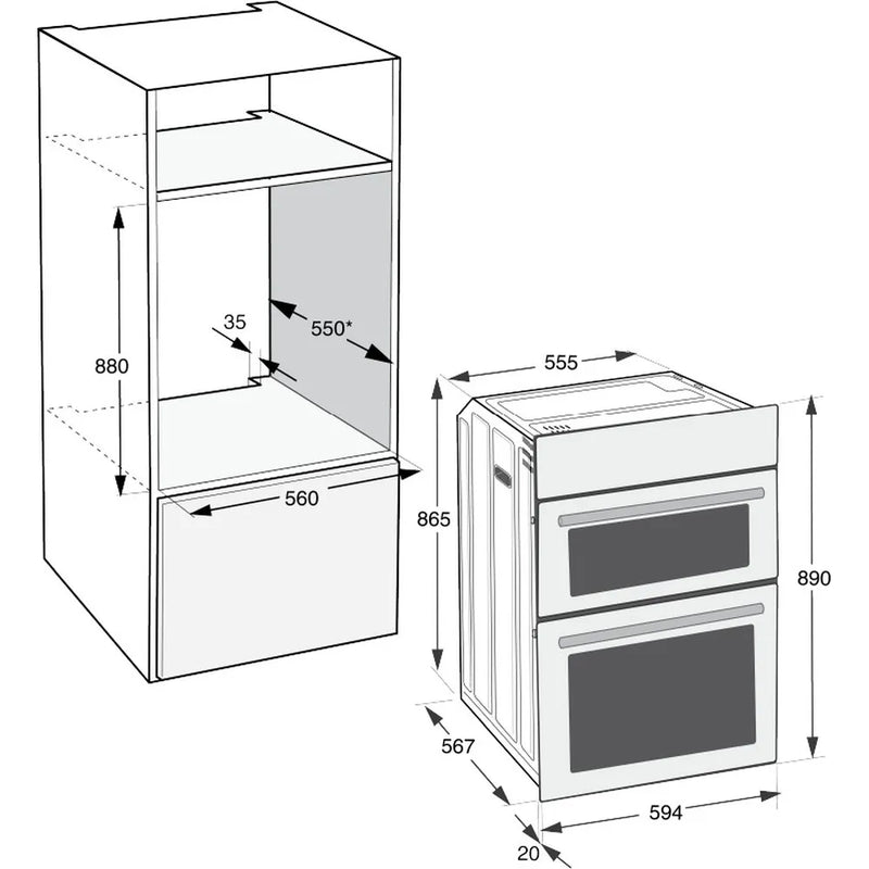 Hotpoint DIH10DW Built In Electric Double Oven White