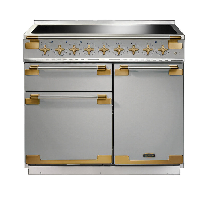Rangemaster Elise Luxe ELS100EISS/AB 100cm Induction Range Cooker Stainless Steel with Antique Brass