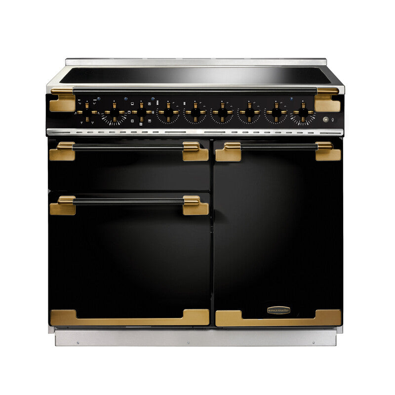 Rangemaster Elise Luxe ELS100EIGB/BE 100cm Induction Range Cooker Black with Black Antique Brass