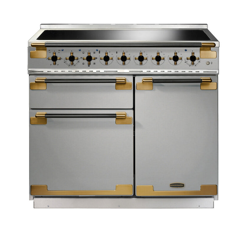 Rangemaster Elise Luxe ELS100EISS/BE 100cm Induction Range Cooker Stainless Steel with Black Antique Brass
