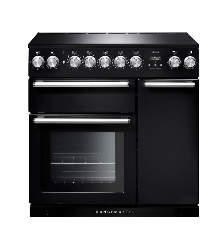 Rangemaster Nexus 90cm Induction Range Cooker Black with Chrome