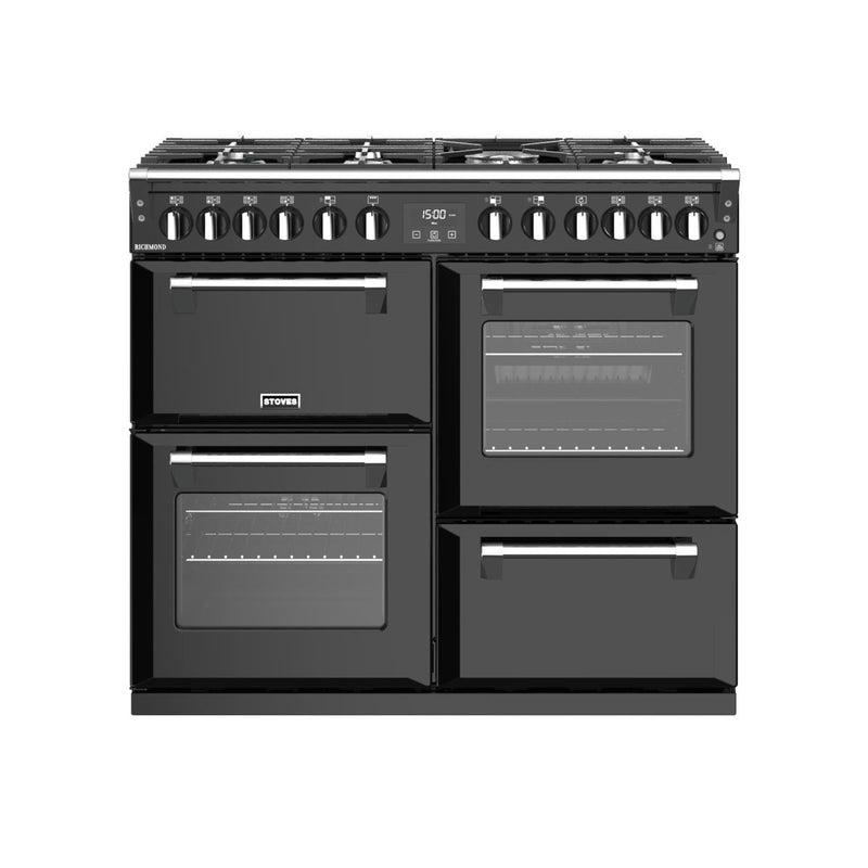 Stoves Richmond S1000DF MK22 Black 100cm Dual Fuel Range Cooker 444411413 - DB Domestic Appliances