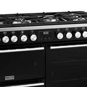 Stoves Precision Deluxe D1100DF Black 110cm Dual Fuel Range Cooker 444411501 - DB Domestic Appliances