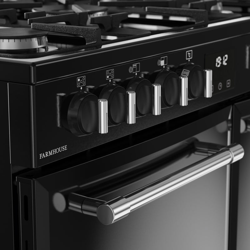 Belling RCA Farmhouse 90DF 90cm Dual Fuel Range Cooker 444411820 Black
