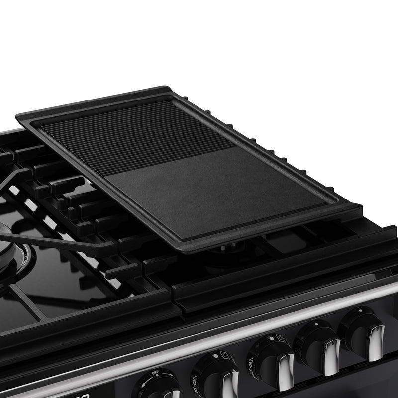 Anthracite grey 90cm dual fuel range cooker with black cast iron griddle plate, free delivery to Eastbourne and Uckfield. - DB Domestics