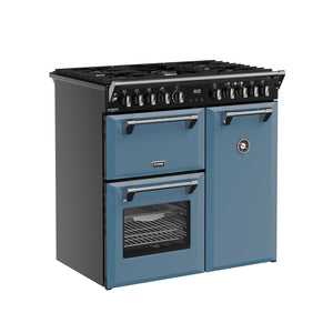 Twilight blue 90cm dual fuel range cooker with six burners and two ovens, Eastbourne Uckfield Free Delivery. - DB Domestics