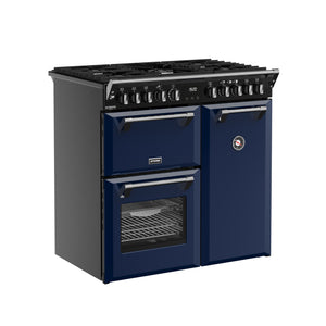 Midnight blue 90cm dual fuel range cooker with six burners and three ovens, Eastbourne Uckfield Free Delivery. - DB Domestics