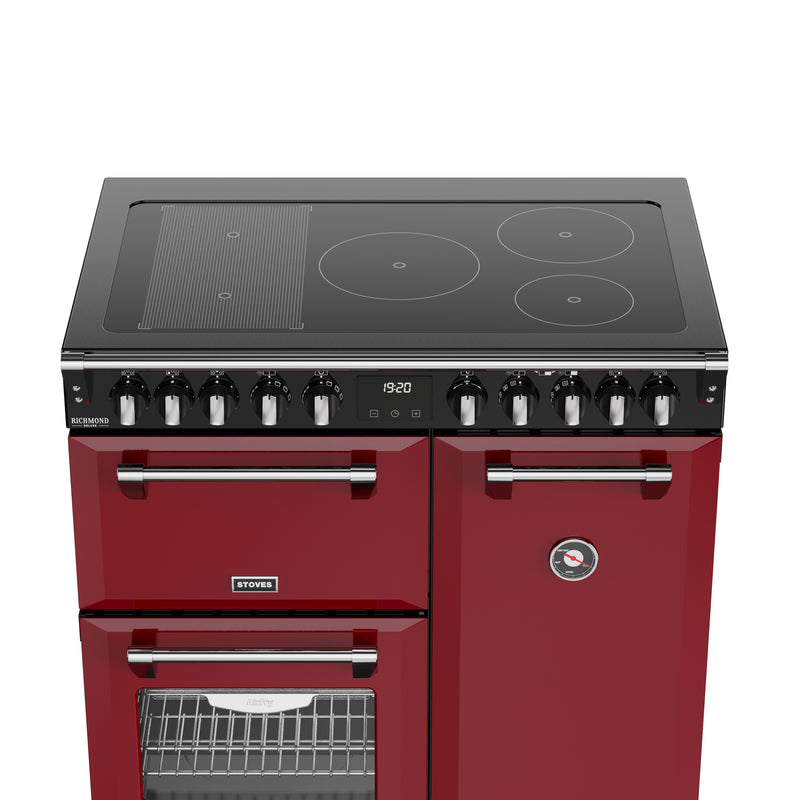 Stoves Richmond Deluxe 90cm Induction Range Cooker 444412014 Garnet Red