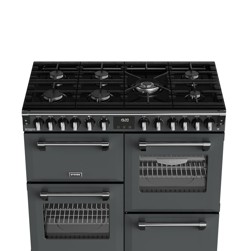 Anthracite grey 100cm dual fuel range cooker with six burners and triple ovens, Free Delivery Eastbourne Uckfield. - DB Domestics