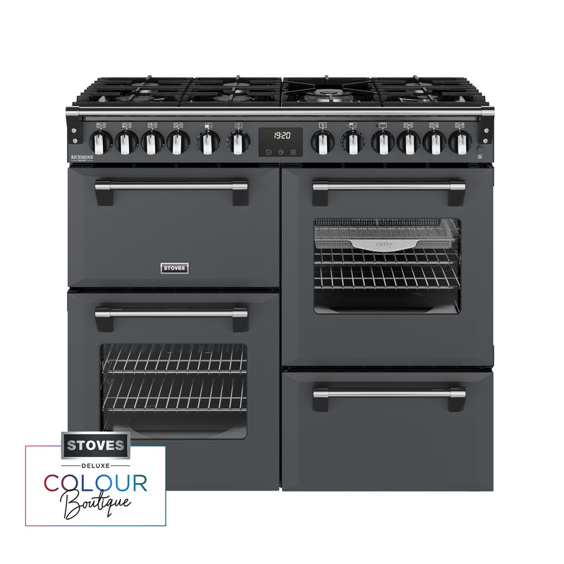 Anthracite grey 100cm dual fuel range cooker with two ovens and six burners, Free Delivery to Eastbourne and Uckfield. - DB Domestics