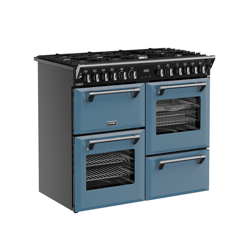100cm Twilight Blue dual fuel range cooker with four ovens and six burners, Free Delivery Eastbourne Uckfield. - DB Domestics