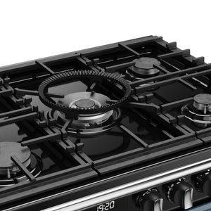Twilight blue 100cm dual fuel range cooker gas hob with five burners, Free Delivery Eastbourne Uckfield. - DB Domestics