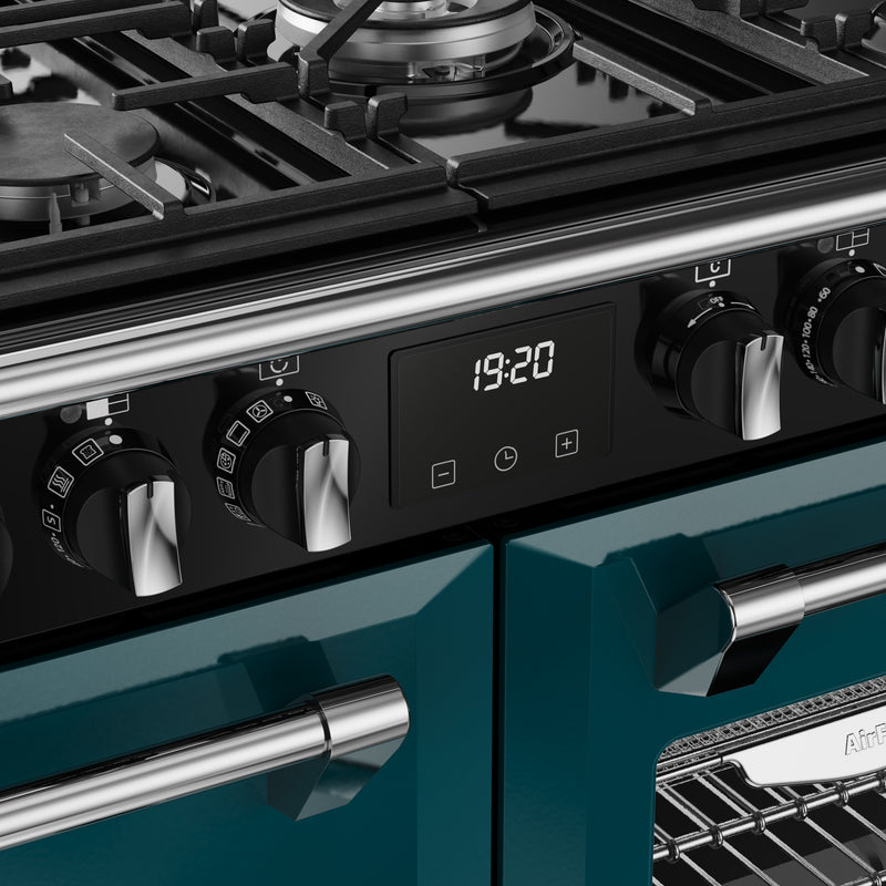 Deep marine 100cm dual fuel range cooker with digital clock and stainless steel handles, Eastbourne Uckfield free delivery. - DB Domestics