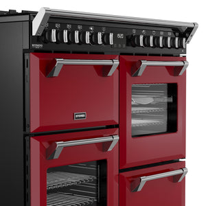 100cm dual fuel range cooker in garnet red with five burners, four ovens, chrome handles, available in Eastbourne and. - DB Domestics