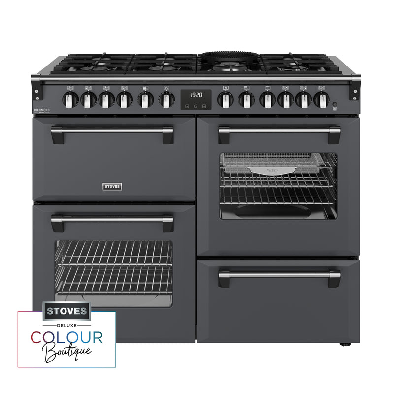 Stoves Richmond Deluxe Colour Boutique 110cm Dual Fuel Range Cooker 444412027 Anthracite Grey
