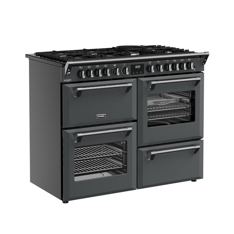 Stoves Richmond Deluxe Colour Boutique 110cm Dual Fuel Range Cooker 444412027 Anthracite Grey