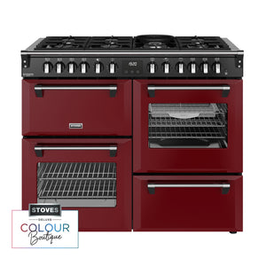 Stoves Richmond Deluxe Colour Boutique 110cm Dual Fuel Range Cooker 444412032 Garnet Red