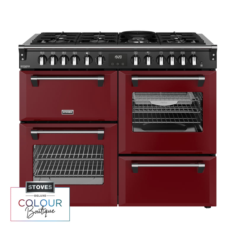 Stoves Richmond Deluxe Colour Boutique 110cm Dual Fuel Range Cooker 444412032 Garnet Red