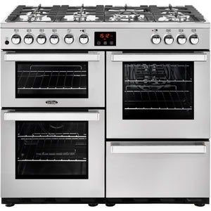 Belling Cookcentre 100DFT 110cm Dual Fuel Range Cooker 444444081 Professional Stainless Steel