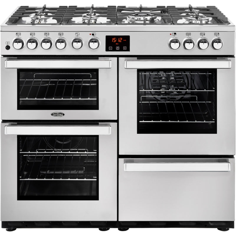 Belling Cookcentre 100DFT 110cm Dual Fuel Range Cooker 444444081 Professional Stainless Steel