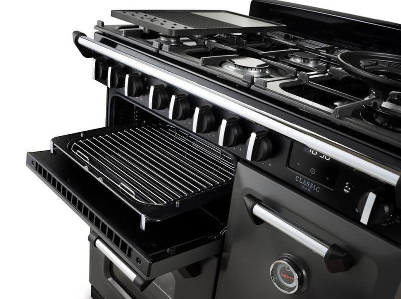 Rangemaster Classic Deluxe CLDL90DFPGBL/CM1 90cm Dual Fuel Gloss Black/Chrome