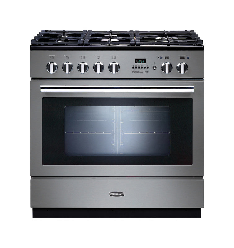 Rangemaster PROP90FXPDFFSS/C Professional Plus FXP 90cm Dual Fuel Range Cooker Stainless Steel with Chrome