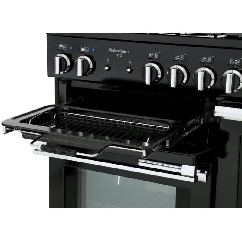 Rangemaster PROP110DFFGB/C Professional Plus 110cm Dual Fuel Range Cooker Black with Chrome