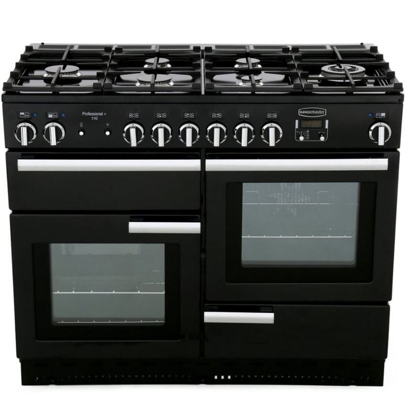 Rangemaster PROP110DFFGB/C Professional Plus 110cm Dual Fuel Range Cooker Black with Chrome