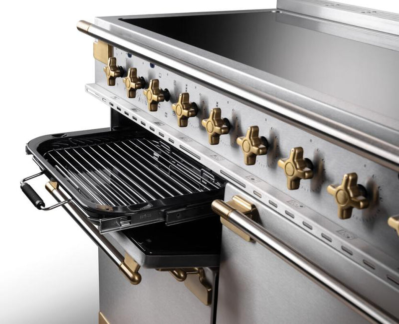 Rangemaster Elise Luxe ELS110EISS/AB 110cm Induction Range Cooker Stainless Steel with Antique Brass