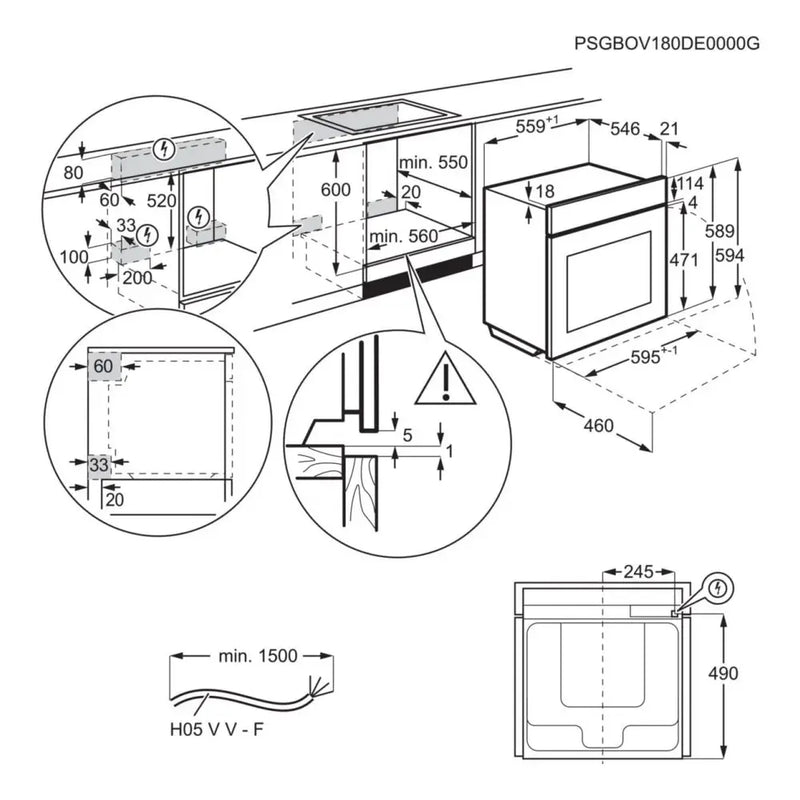 AEG GA5CB501AB Built In Electric Single Oven