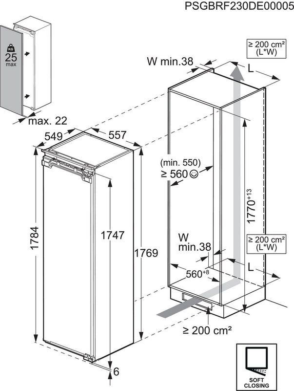 AEG NAB7N181EC 7000 Series Integrated Tall Freezer - Total No Frost