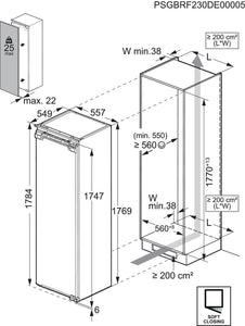 AEG NSK6D181EC 6000 Series Integrated Tall Larder Fridge - Fixed Hinge