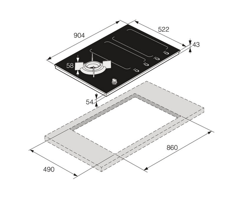ASKO HIG89524BGB1 90cm Induction / Gas Hob