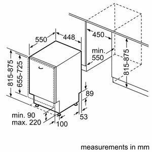 Bosch SPV2HKX42G Integrated Slim Dishwasher