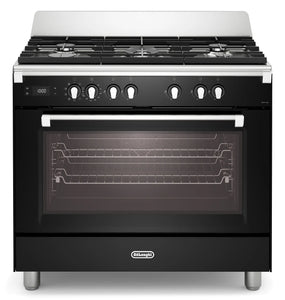 DeLonghi Bassano BS965MXN 90cm Single Cavity Dual Fuel Range Cooker Gloss Black