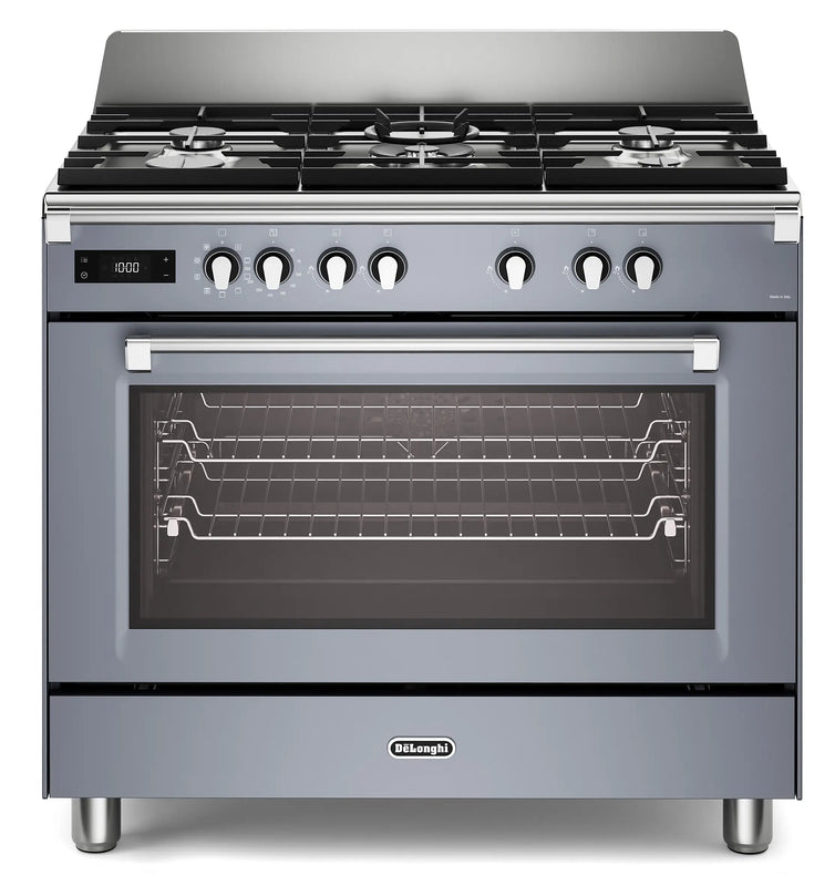 DeLonghi Bassano BS965MXS 90cm Single Cavity Dual Fuel Range Cooker Slate Grey