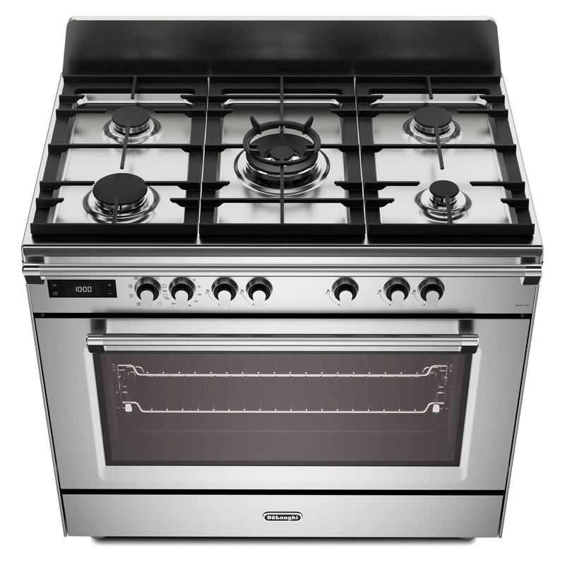 DeLonghi Bassano BS965MXX 90cm Single Cavity Dual Fuel Range Cooker Stainless Steel