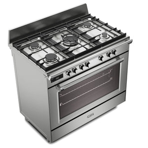 DeLonghi Bassano BS965MXX 90cm Single Cavity Dual Fuel Range Cooker Stainless Steel