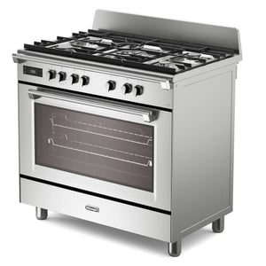 DeLonghi Bassano BS965MXX 90cm Single Cavity Dual Fuel Range Cooker Stainless Steel