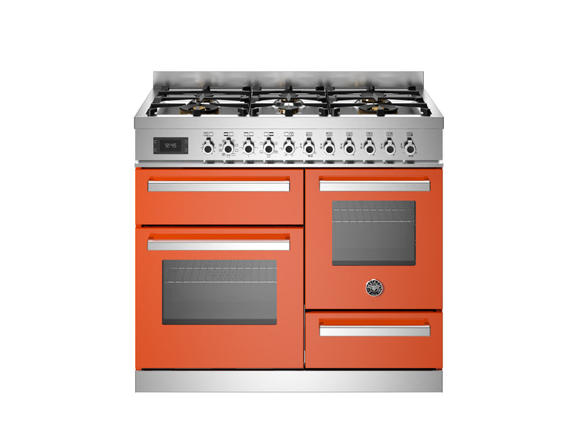 Bertazzoni Professional PRO106L3EART2 100cm Dual Fuel Range Cooker - Arancio & Stainless Steel