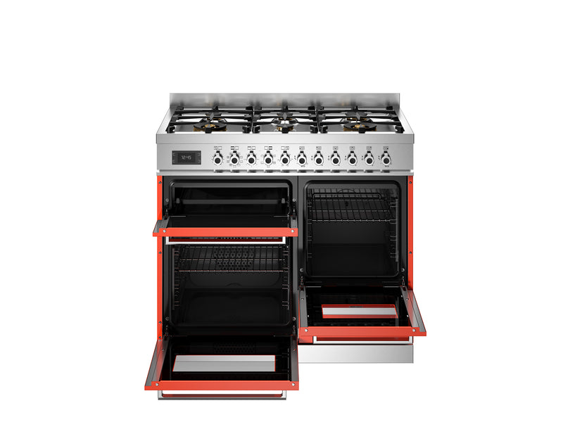 Bertazzoni Professional PRO106L3EART2 100cm Dual Fuel Range Cooker - Arancio & Stainless Steel