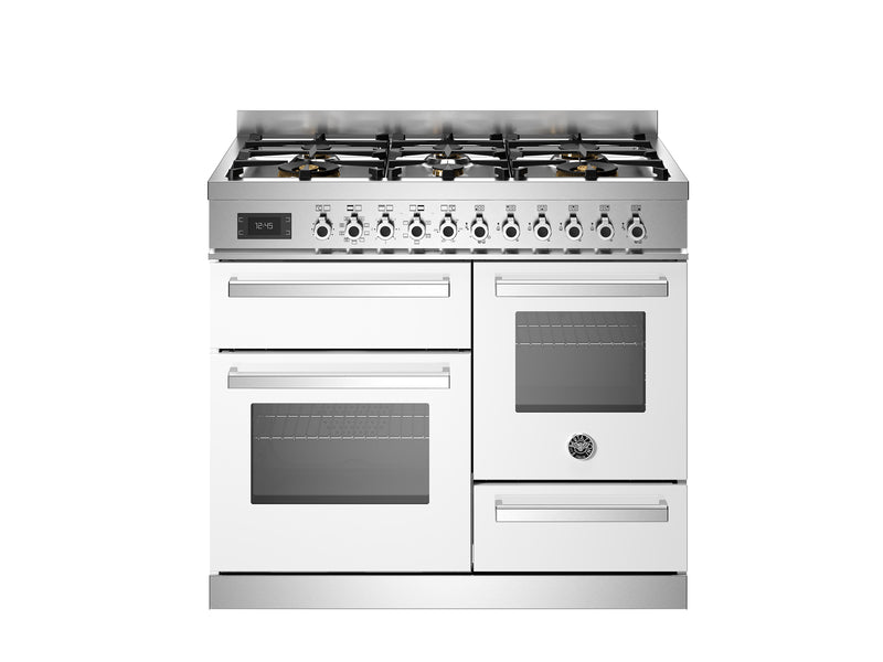 Bertazzoni Professional PRO106L3EBIT2 100cm Dual Fuel Range Cooker - Bianco & Stainless Steel