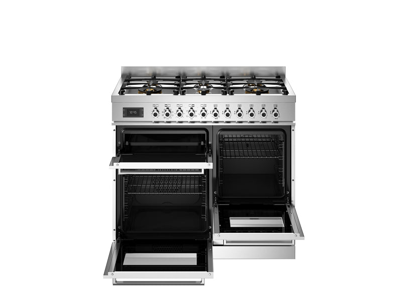 Bertazzoni Professional PRO106L3EBIT2 100cm Dual Fuel Range Cooker - Bianco & Stainless Steel