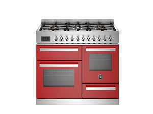 Bertazzoni Professional PRO106L3EROT2 100cm Dual Fuel Range Cooker - Rosso & Stainless Steel